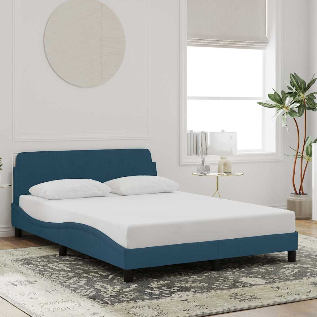sengeramme med sengegavl Dover 140x190 cm velour blå