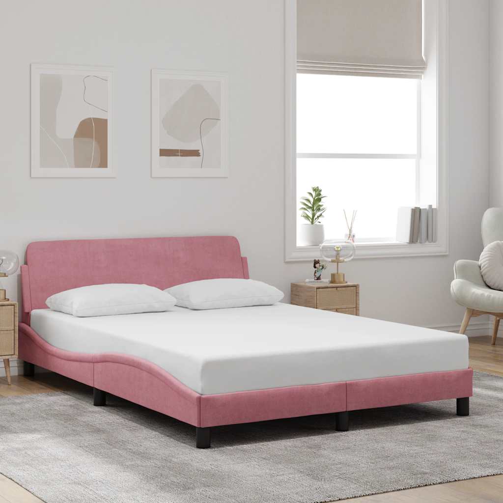 sengeramme med sengegavl Dover Pink 140x190 cm Fløjl