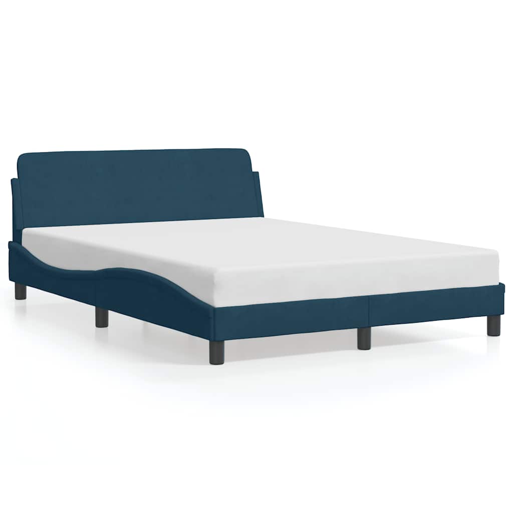 sengeramme med sengegavl Dover 140x200 cm velour blå