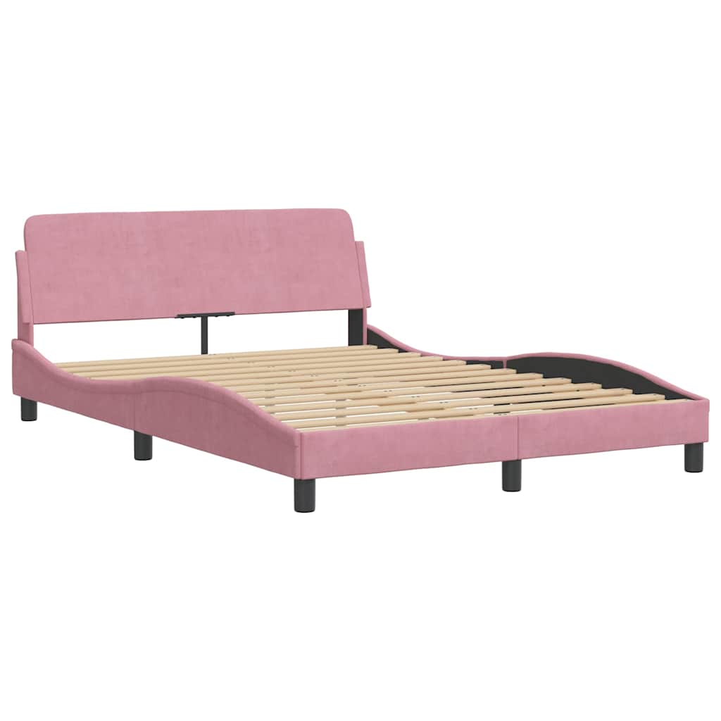 sengeramme med sengegavl Dover Pink 140x200 cm Velour