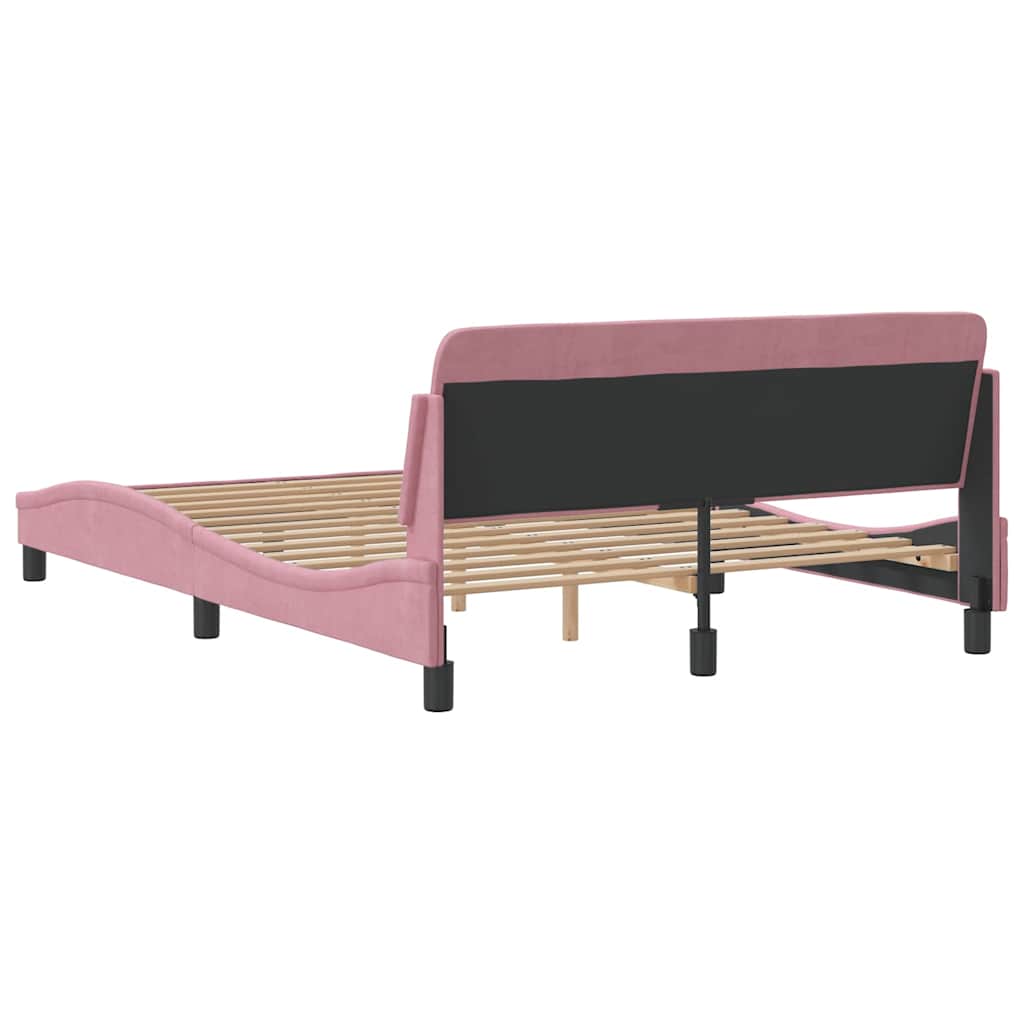 sengeramme med sengegavl Dover Pink 140x200 cm Velour