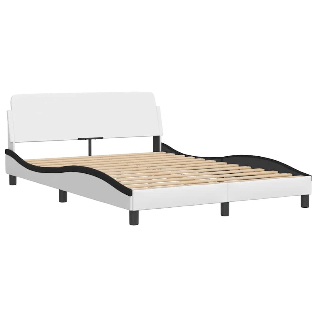 sengeramme Dover 140x200 cm kunstlæder hvid og sort