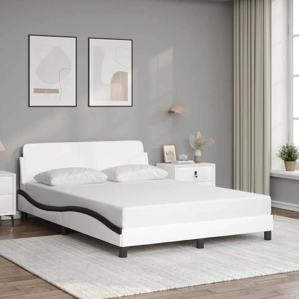 sengeramme Dover 140x200 cm kunstlæder hvid og sort