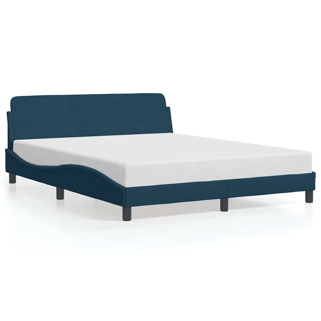 sengeramme med sengegavl Dover 160x200 cm velour blå