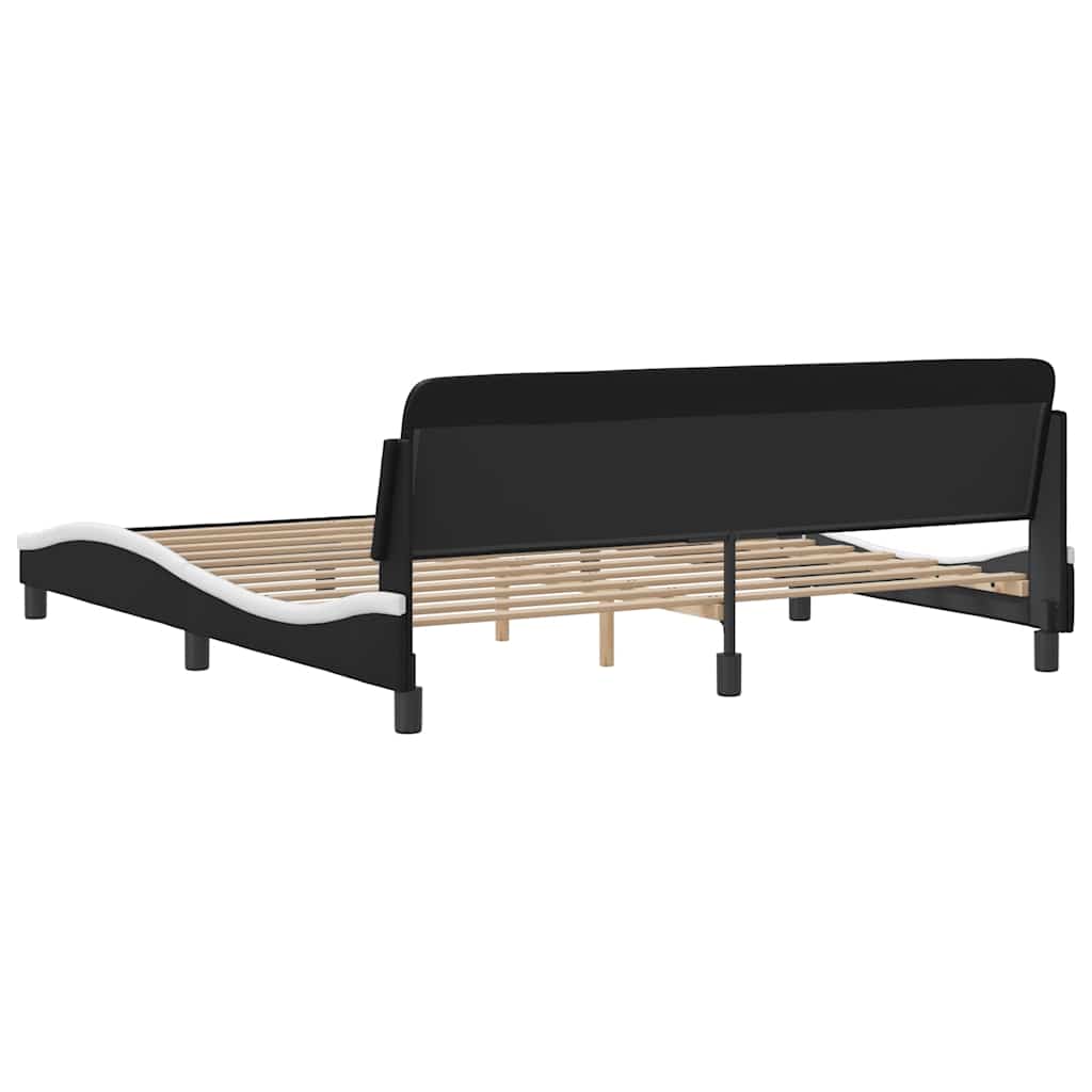 sengeramme Dover 180x200 cm kunstlæder sort og hvid