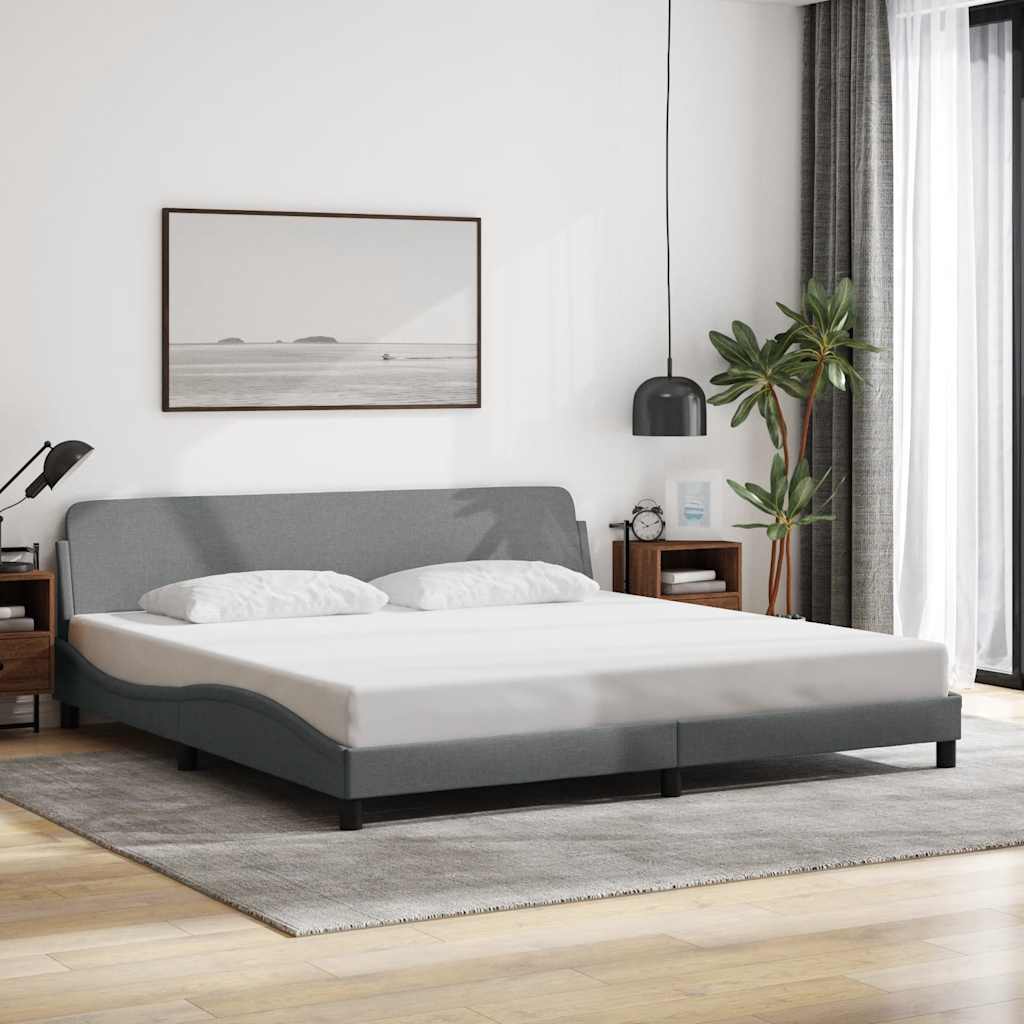 sengeramme Dover 200x200 cm stof lysegrå
