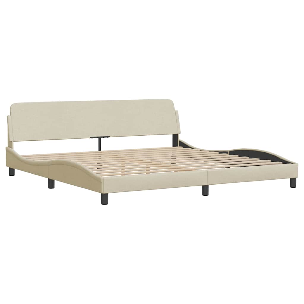 sengeramme Dover 200x200 cm stof cremefarvet