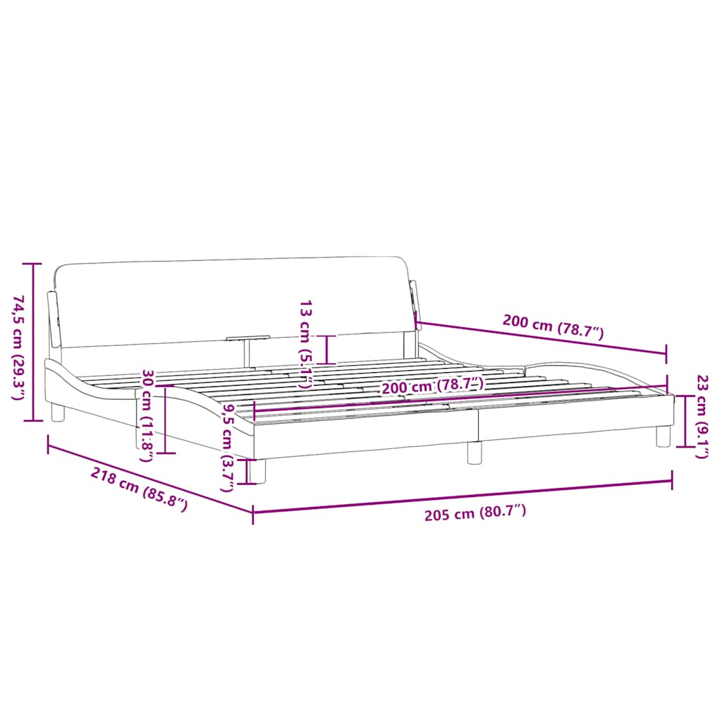sengeramme Dover 200x200 cm stof cremefarvet