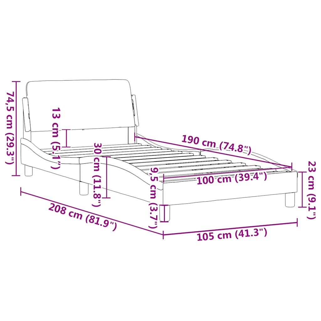sengeramme Dover 100x190 cm kunstlæder hvid
