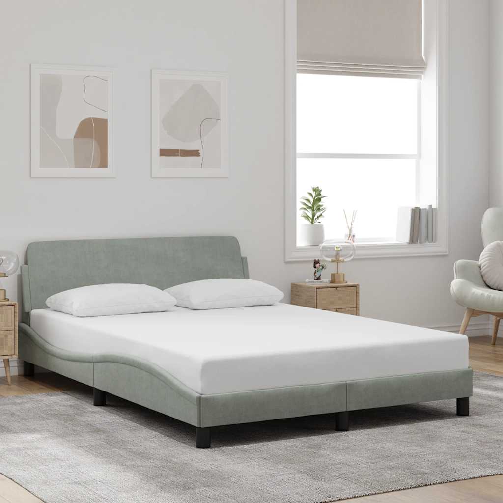 sengeramme Dover 137x190 cm fløjl lysegrå