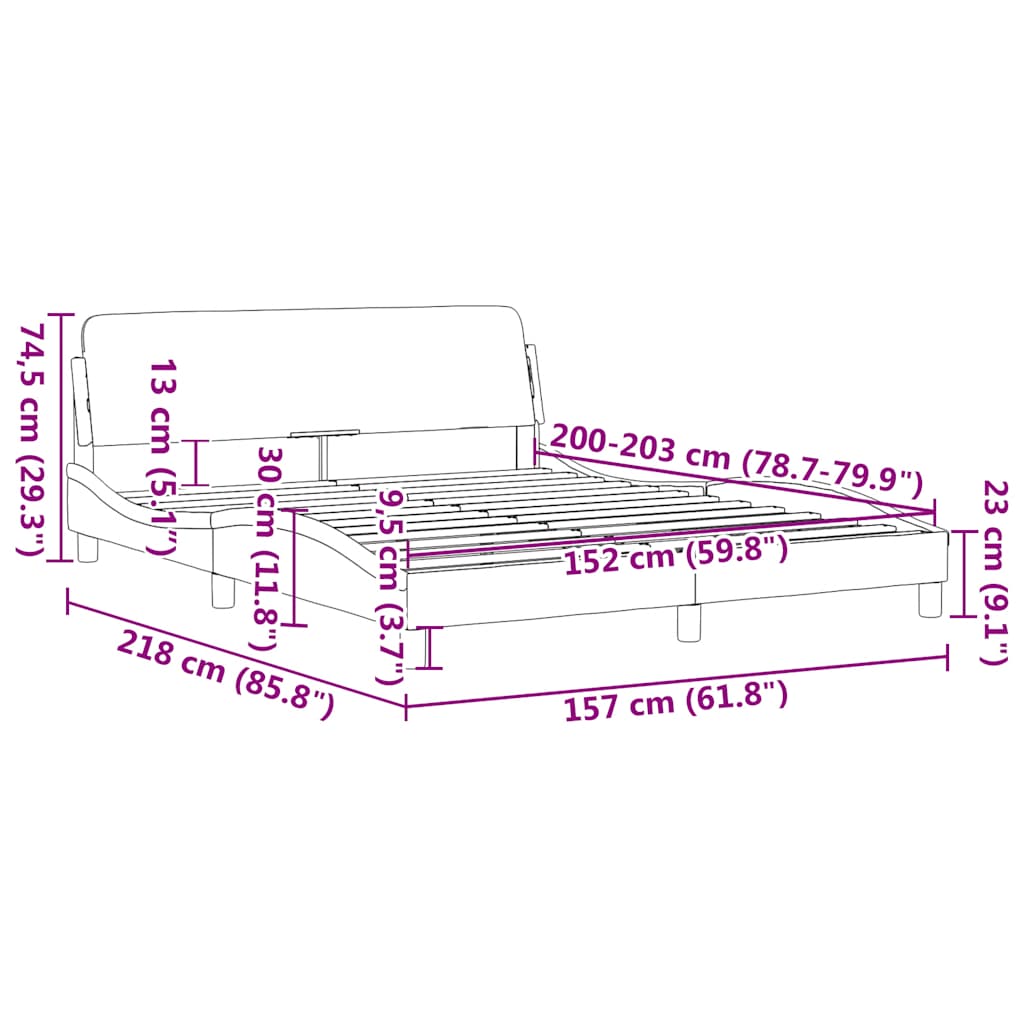 sengeramme Dover 152x203 cm kunstlæder sort