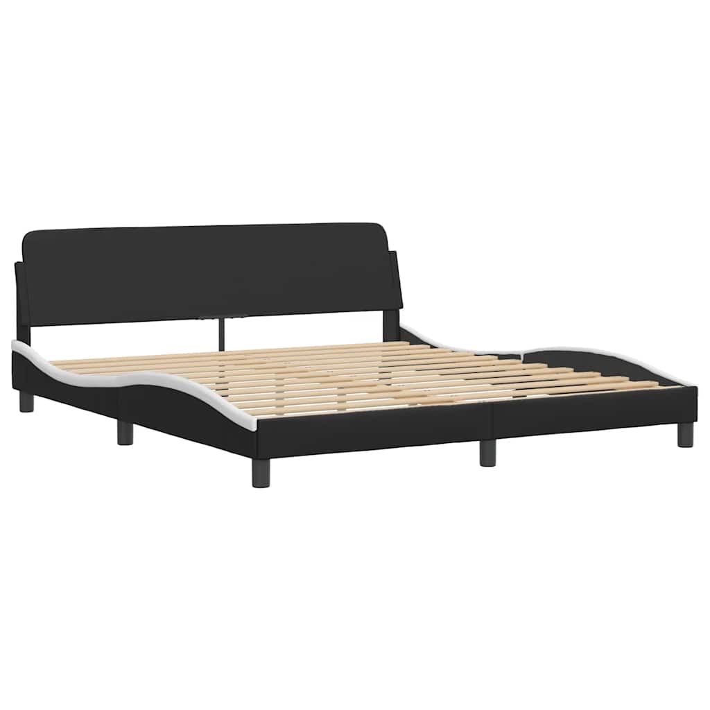 sengeramme Dover 152x203 cm kunstlæder sort og hvid