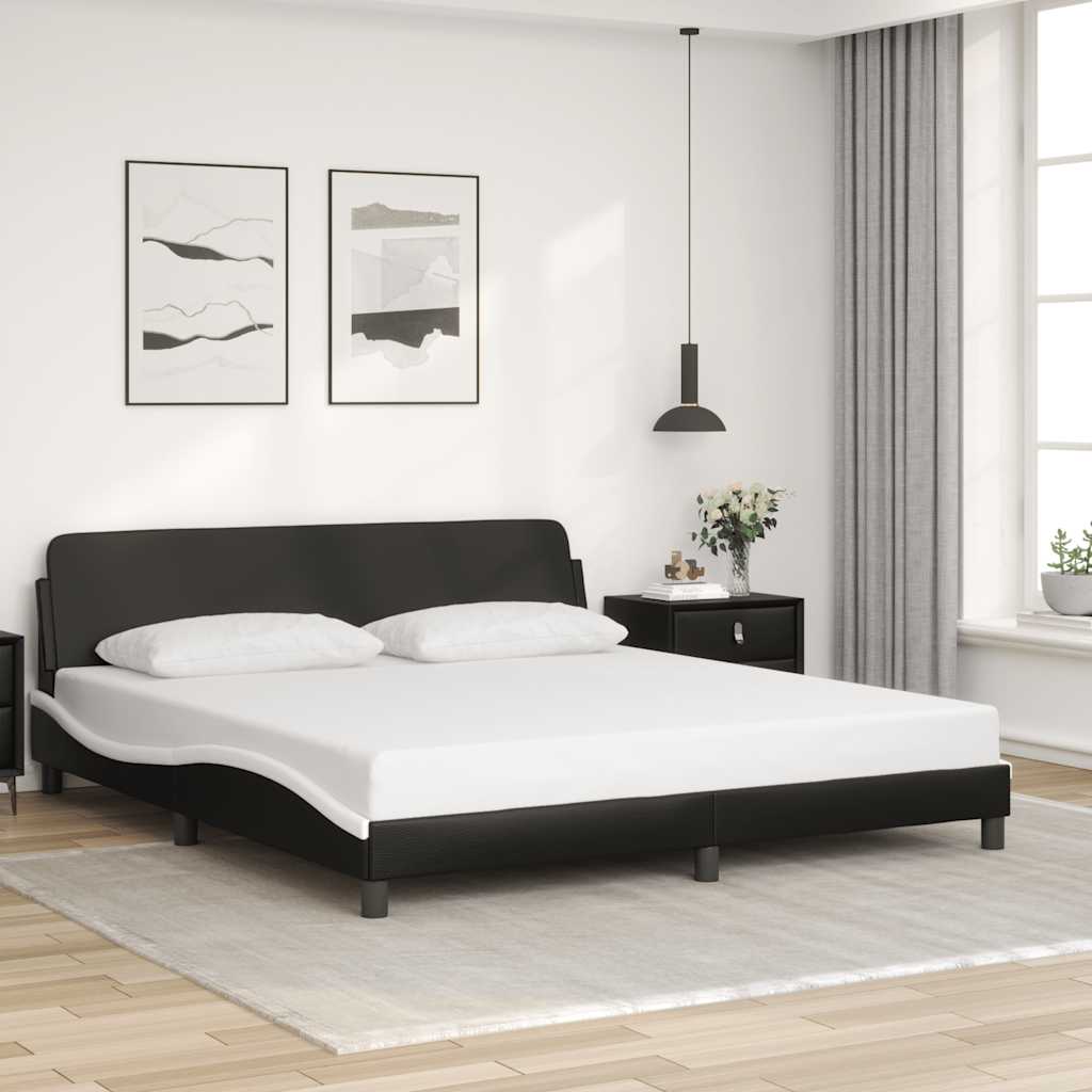 sengeramme Dover 152x203 cm kunstlæder sort og hvid