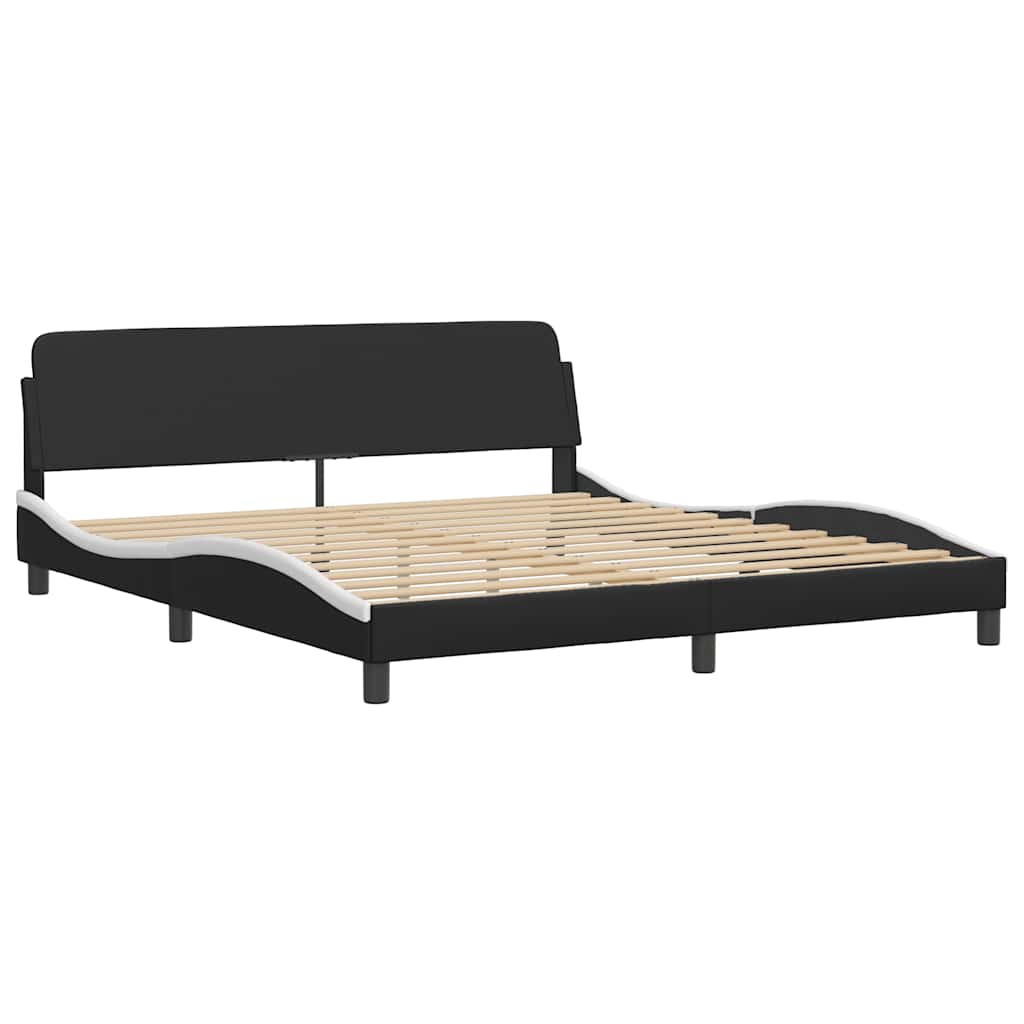 sengestel Dover sort og hvid 180x200 cm kunstlæder