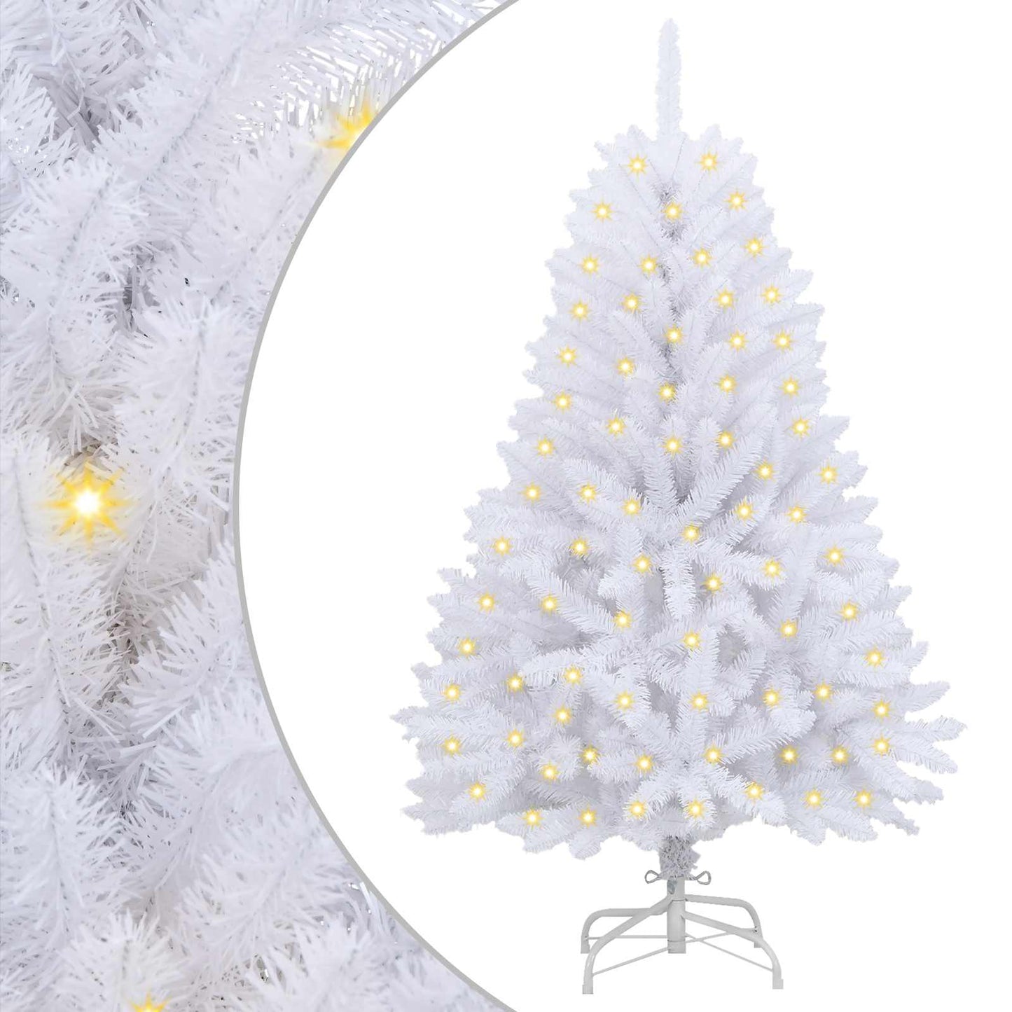 Kunstigt juletræ med 150 LED'er Hvid 120 cm PVC og metal