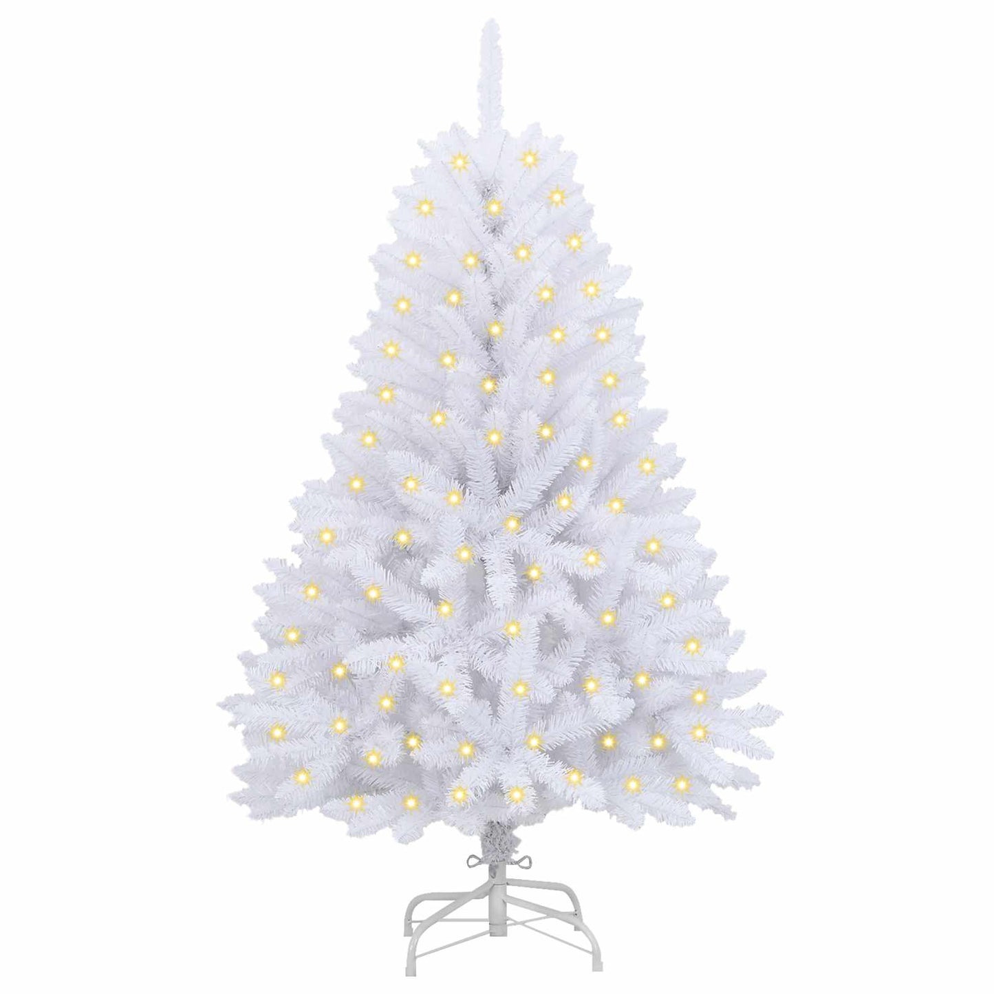Kunstigt juletræ med 150 LED'er Hvid 120 cm PVC og metal