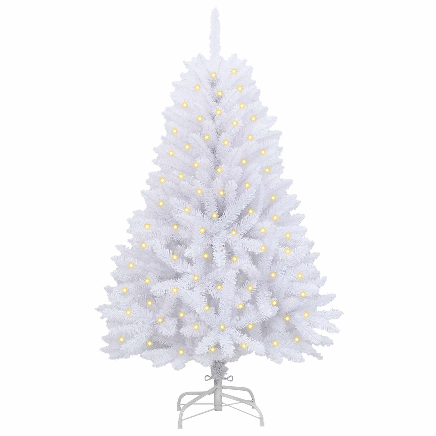 Kunstigt juletræ med 150 LED'er Hvid 150 cm PVC og metal