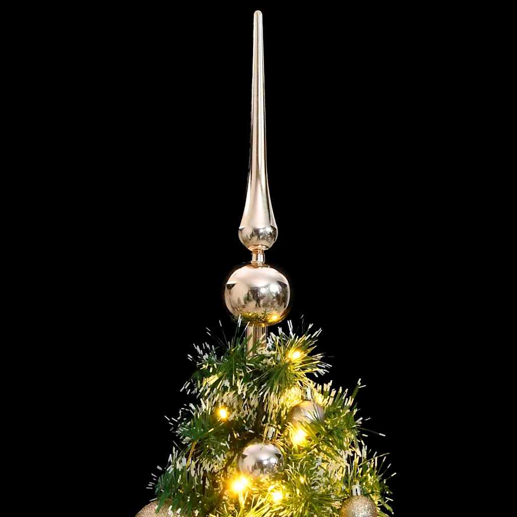 kunstigt juletræ med 150 LED'er + sne og kuglesæt 120 cm
