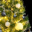 kunstigt juletræ med sne + kuglesæt og 150 LED'er 150 cm
