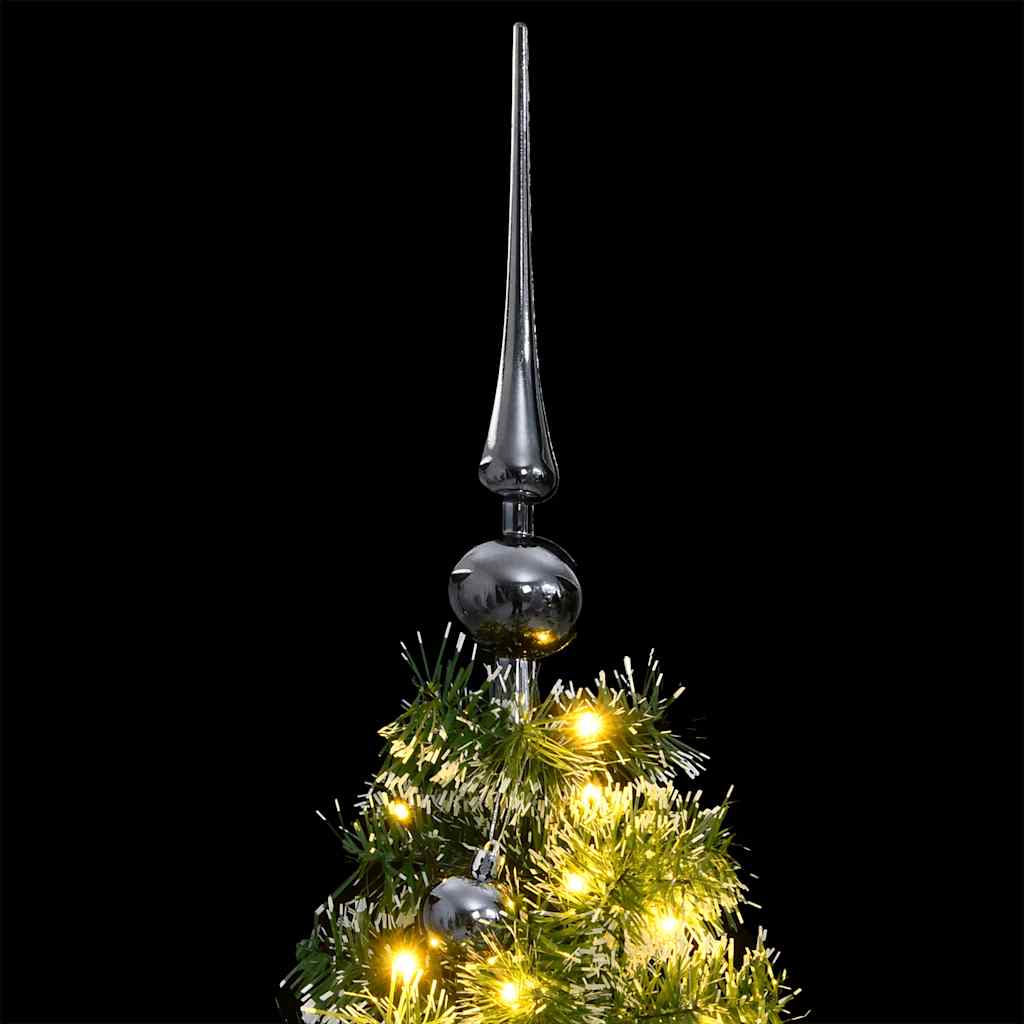 kunstigt juletræ 150 LED'er og kuglesæt hængslet 150 cm
