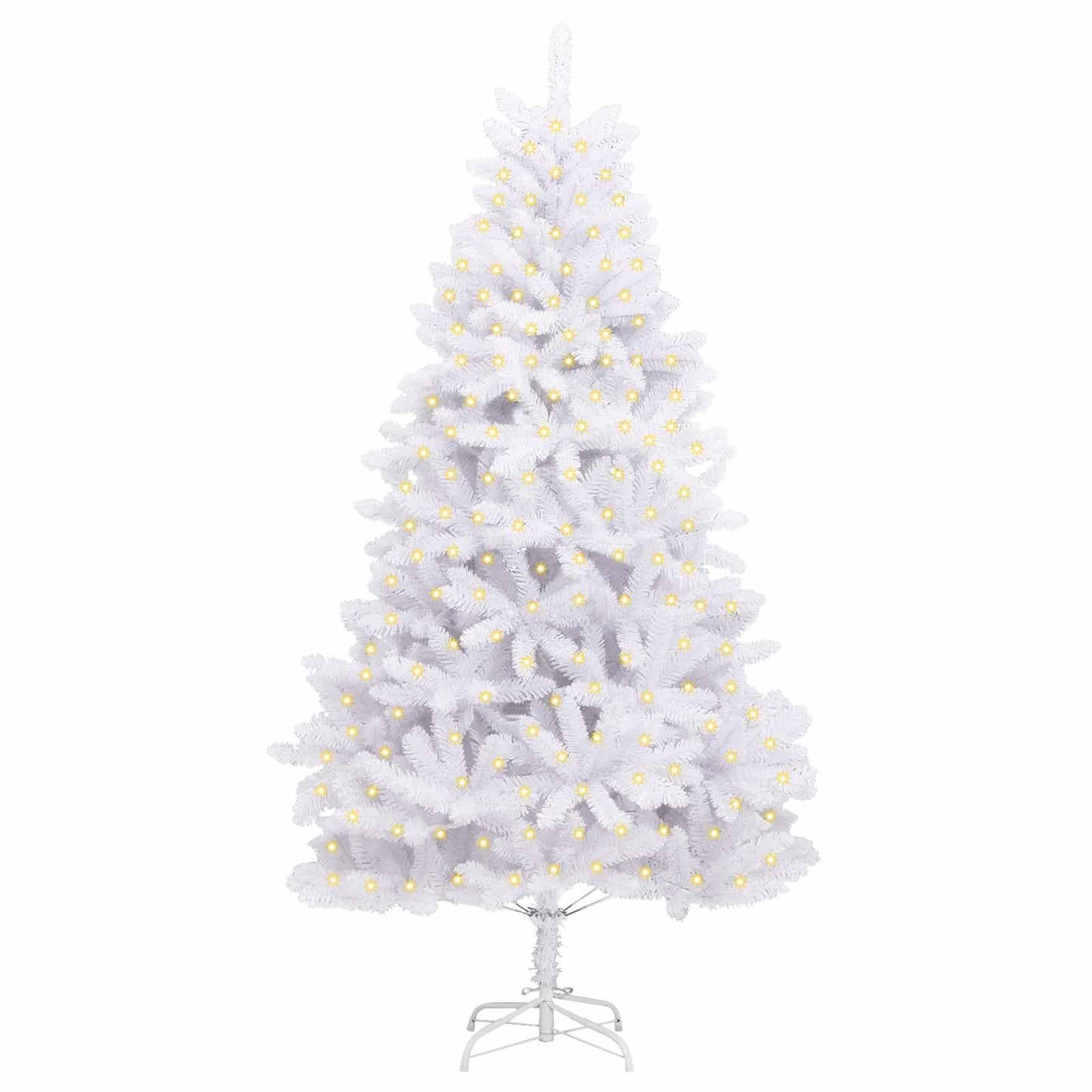 Kunstigt juletræ med 300 LED'er Hvid 180 cm PVC og metal