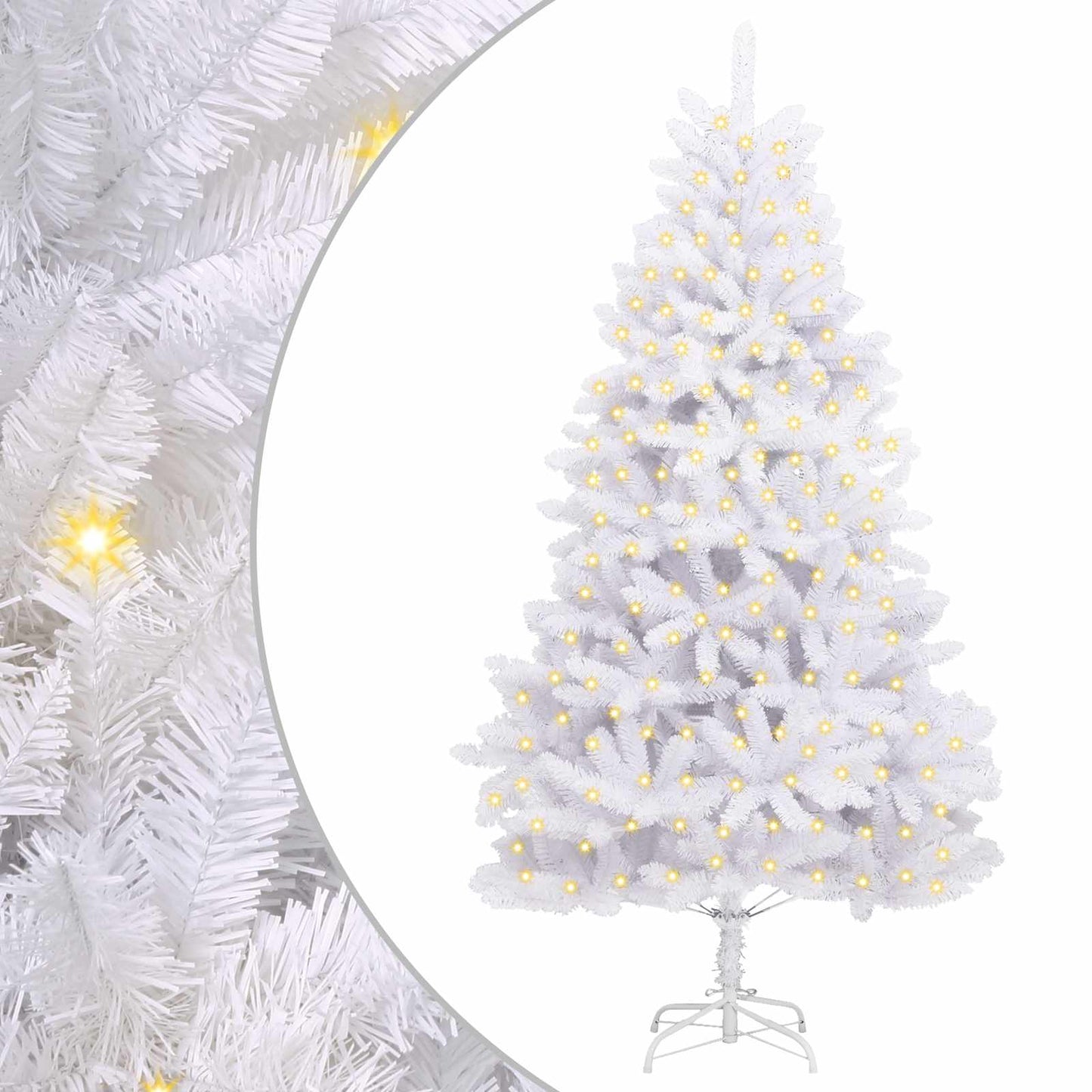 Kunstigt juletræ med 300 LED'er Hvid 210 cm PVC og metal