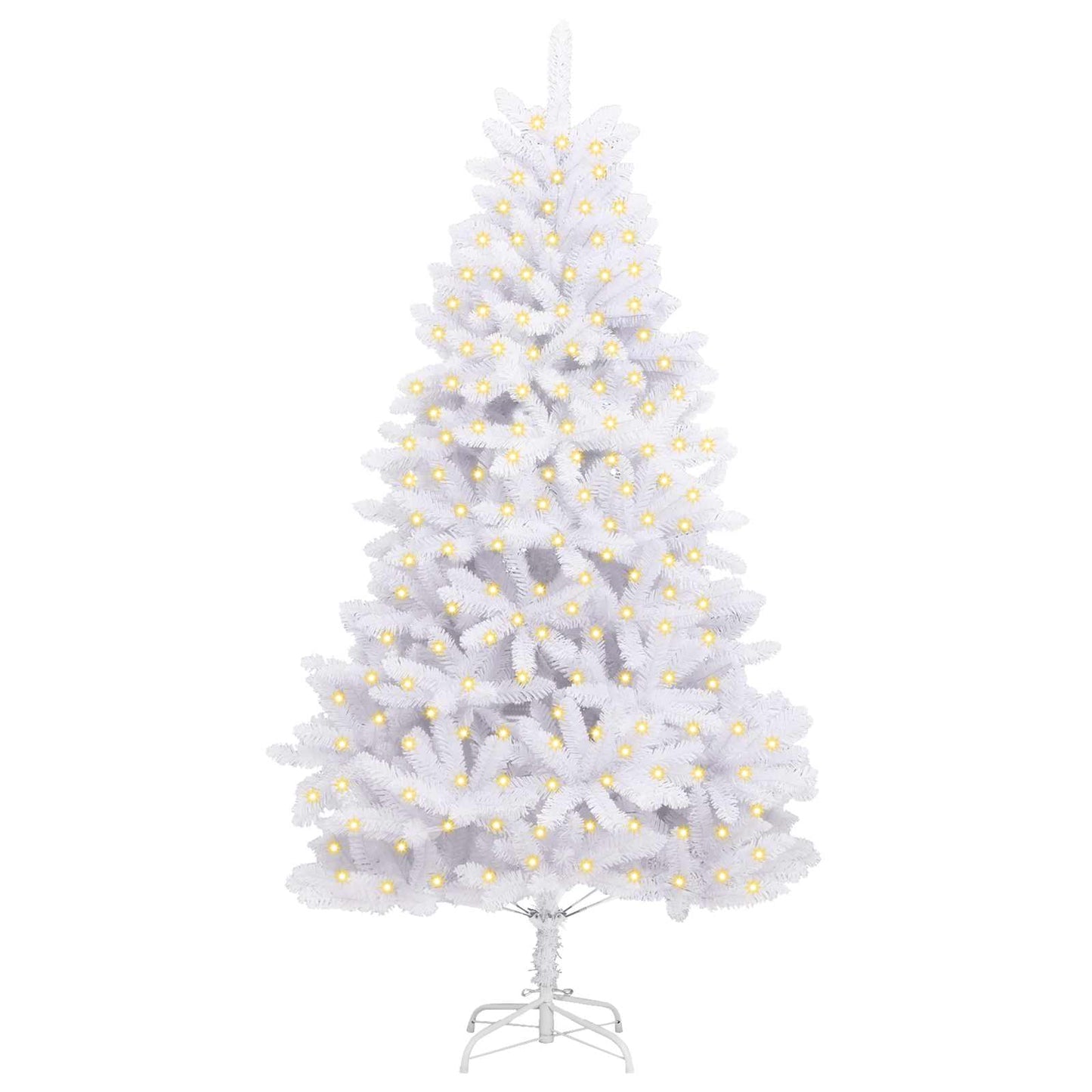 Kunstigt juletræ med 300 LED'er Hvid 210 cm PVC og metal