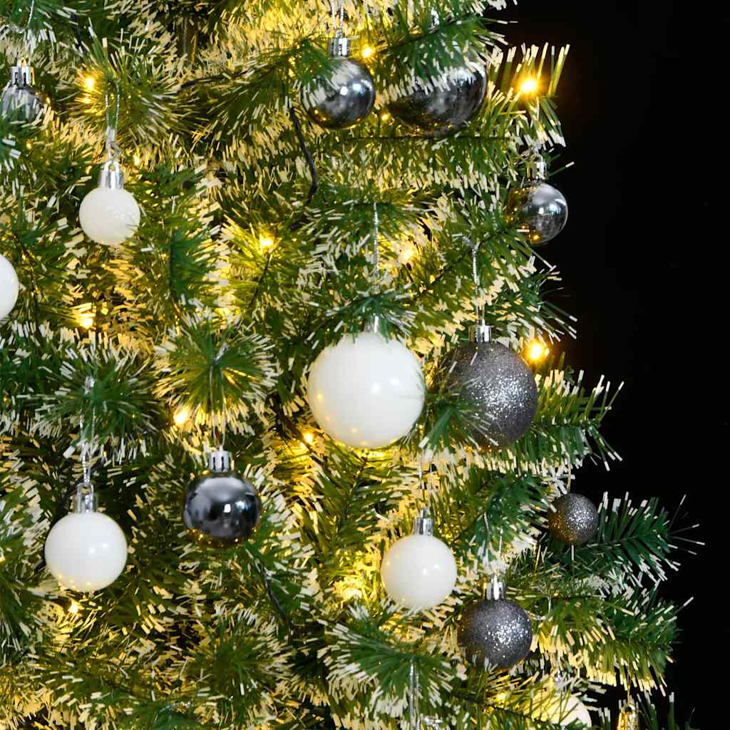 kunstigt juletræ med 300 LED'er + sne og kuglesæt 210 cm