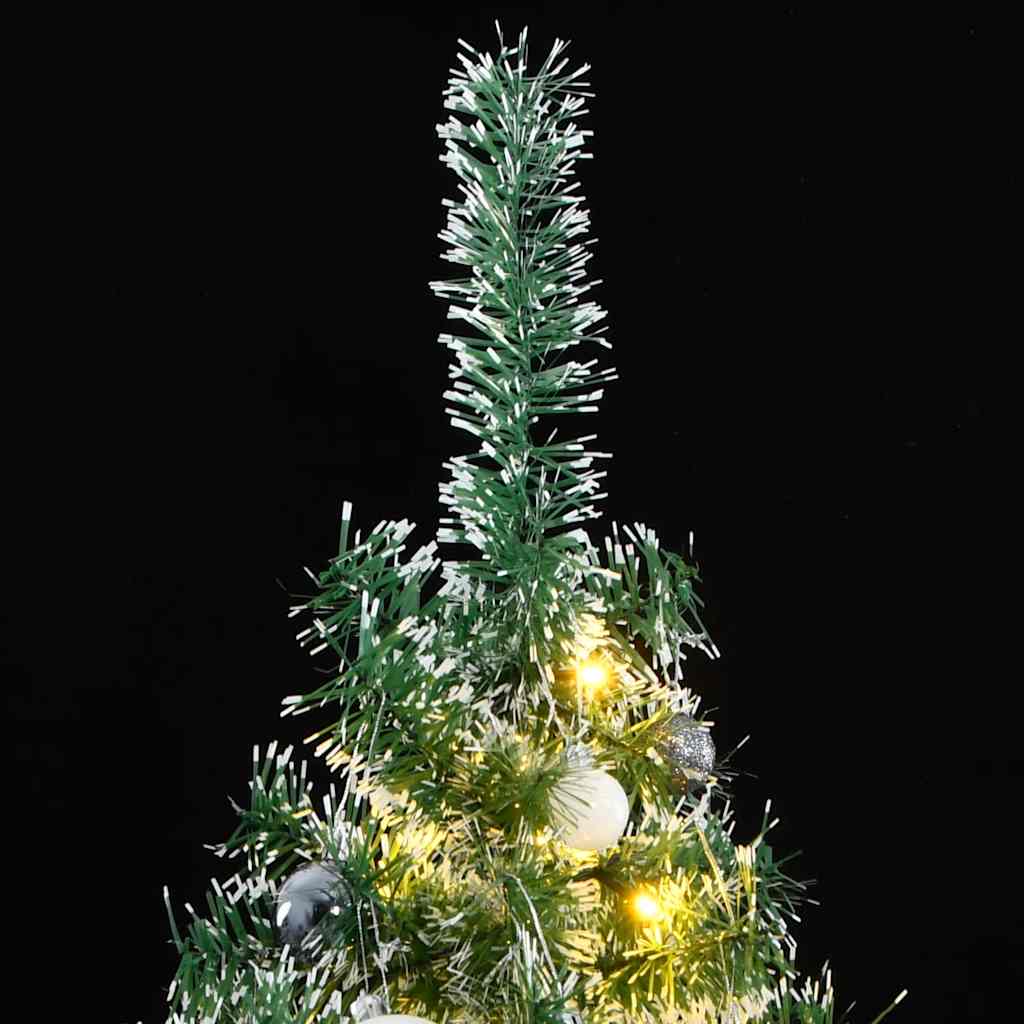 kunstigt juletræ med 300 LED'er + sne og kuglesæt 240 cm