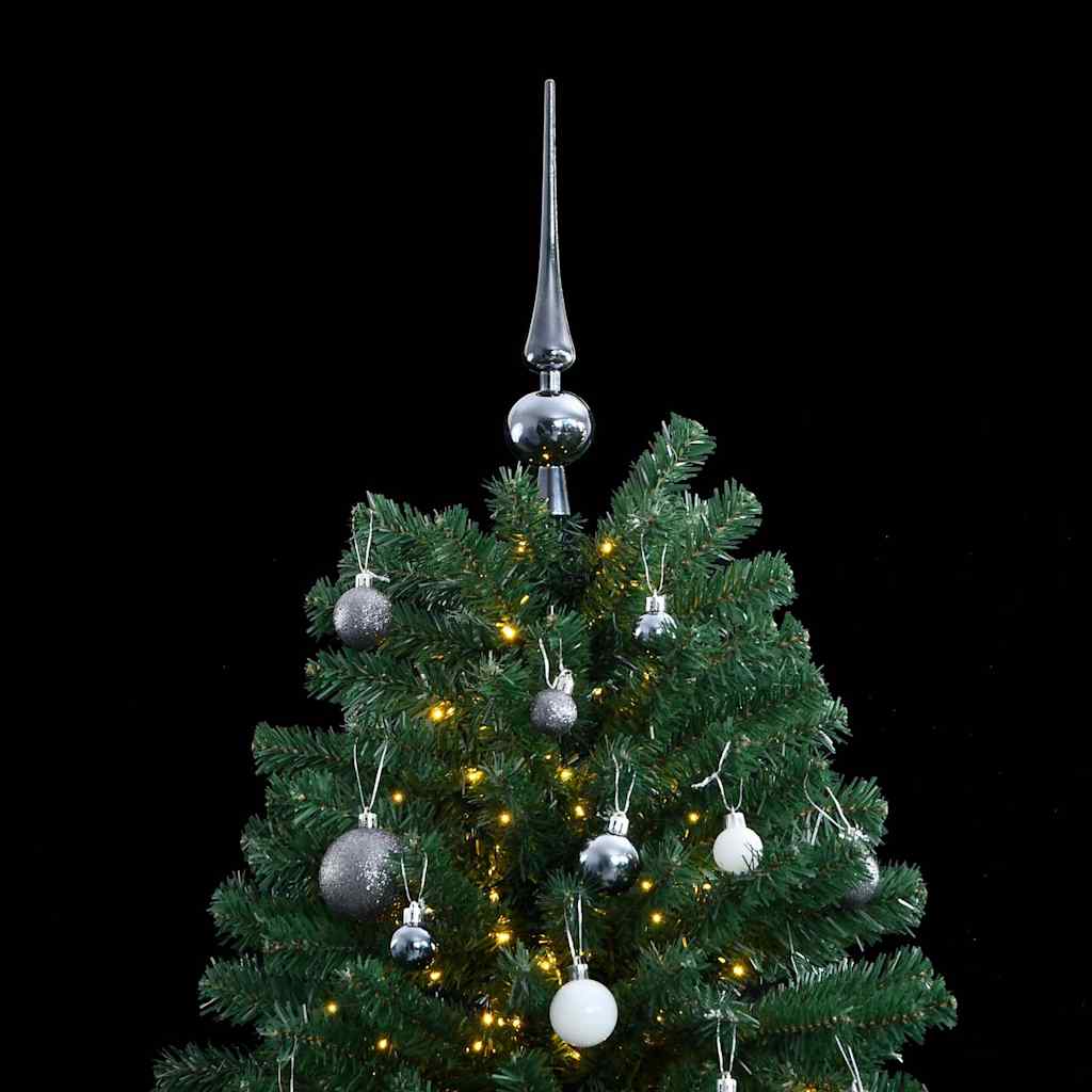 kunstigt juletræ 300 LED'er og kuglesæt hængslet 240 cm