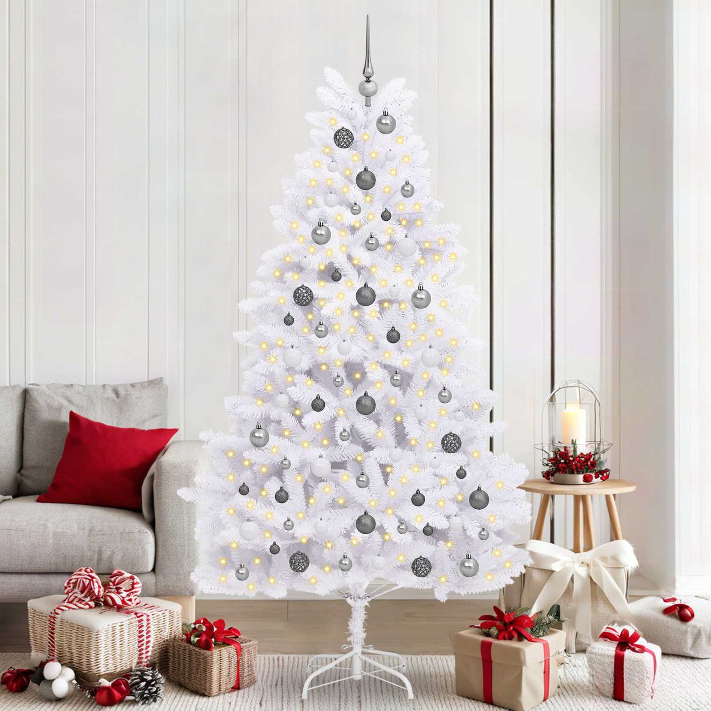 Kunstigt juletræ Hvid 106 x 106 x 210 cm PVC og metal
