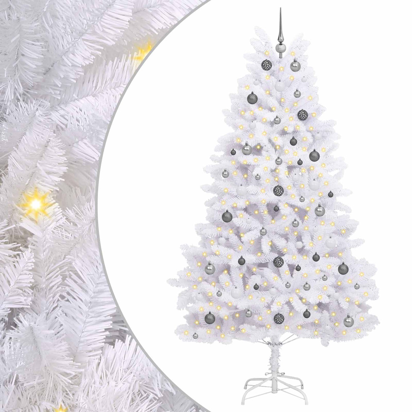 Kunstigt juletræ Hvid 120 x 120 x 240 cm PVC og metal