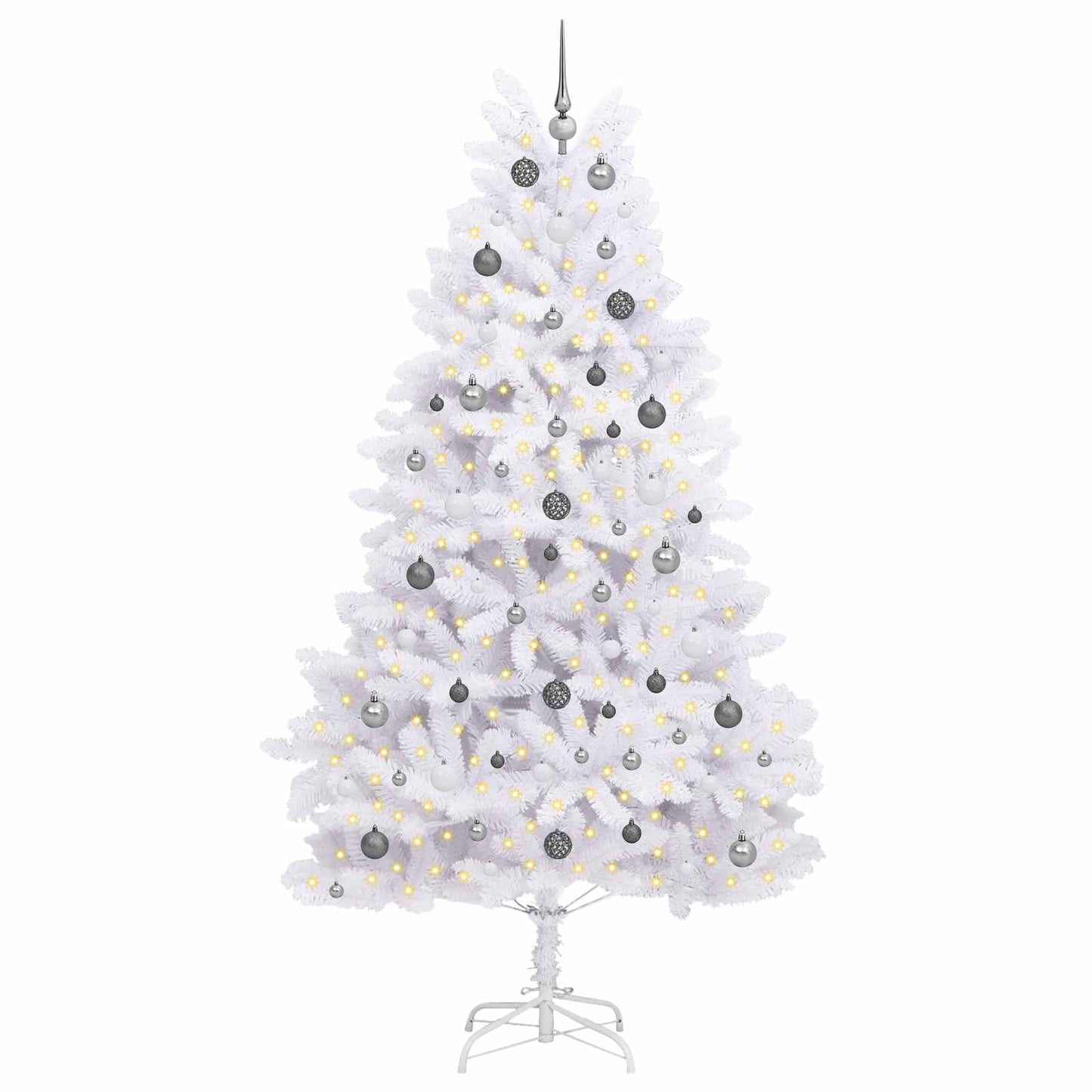 Kunstigt juletræ Hvid 120 x 120 x 240 cm PVC og metal