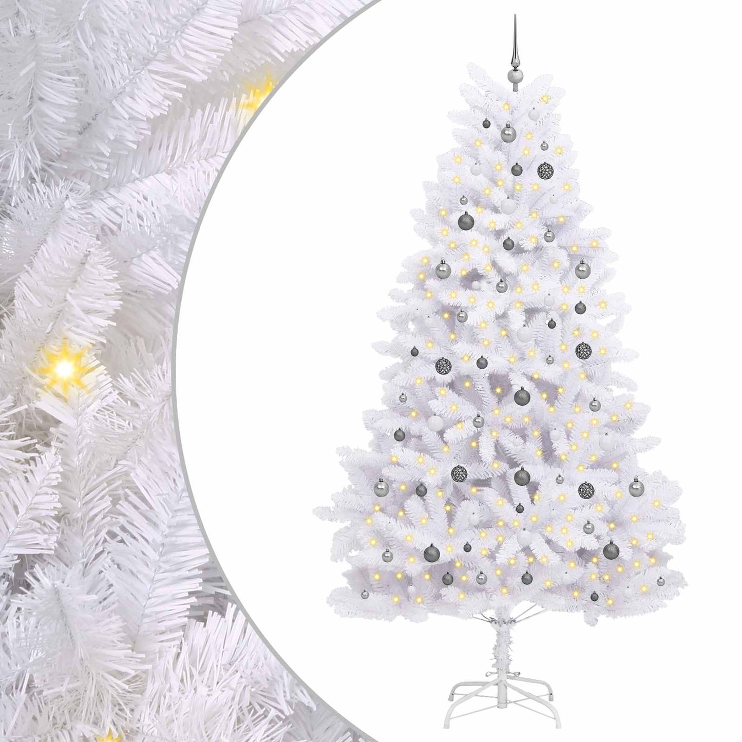 Kunstigt juletræ Hvid 128 x 128 x 270 cm PVC og metal