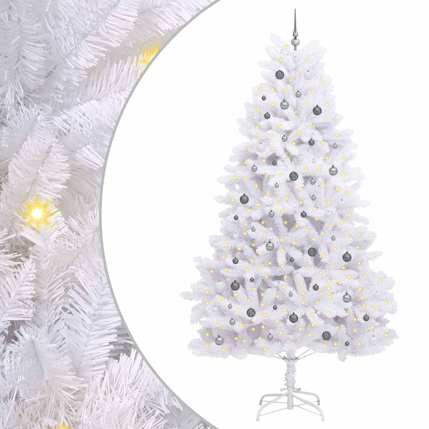 Kunstigt juletræ Hvid 138 x 138 x 300 cm PVC og metal