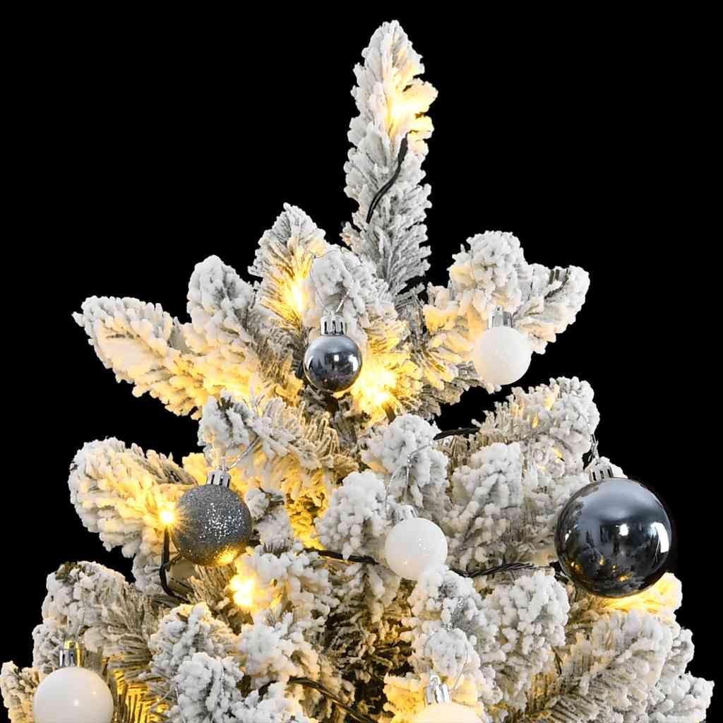 kunstigt juletræ 300 LED'er og kuglesæt hængslet 210 cm