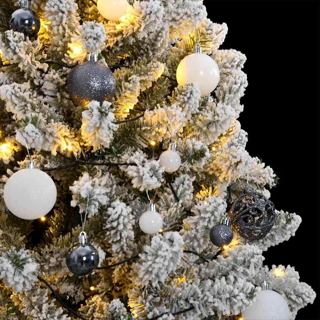 kunstigt juletræ 300 LED'er og kuglesæt hængslet 240 cm
