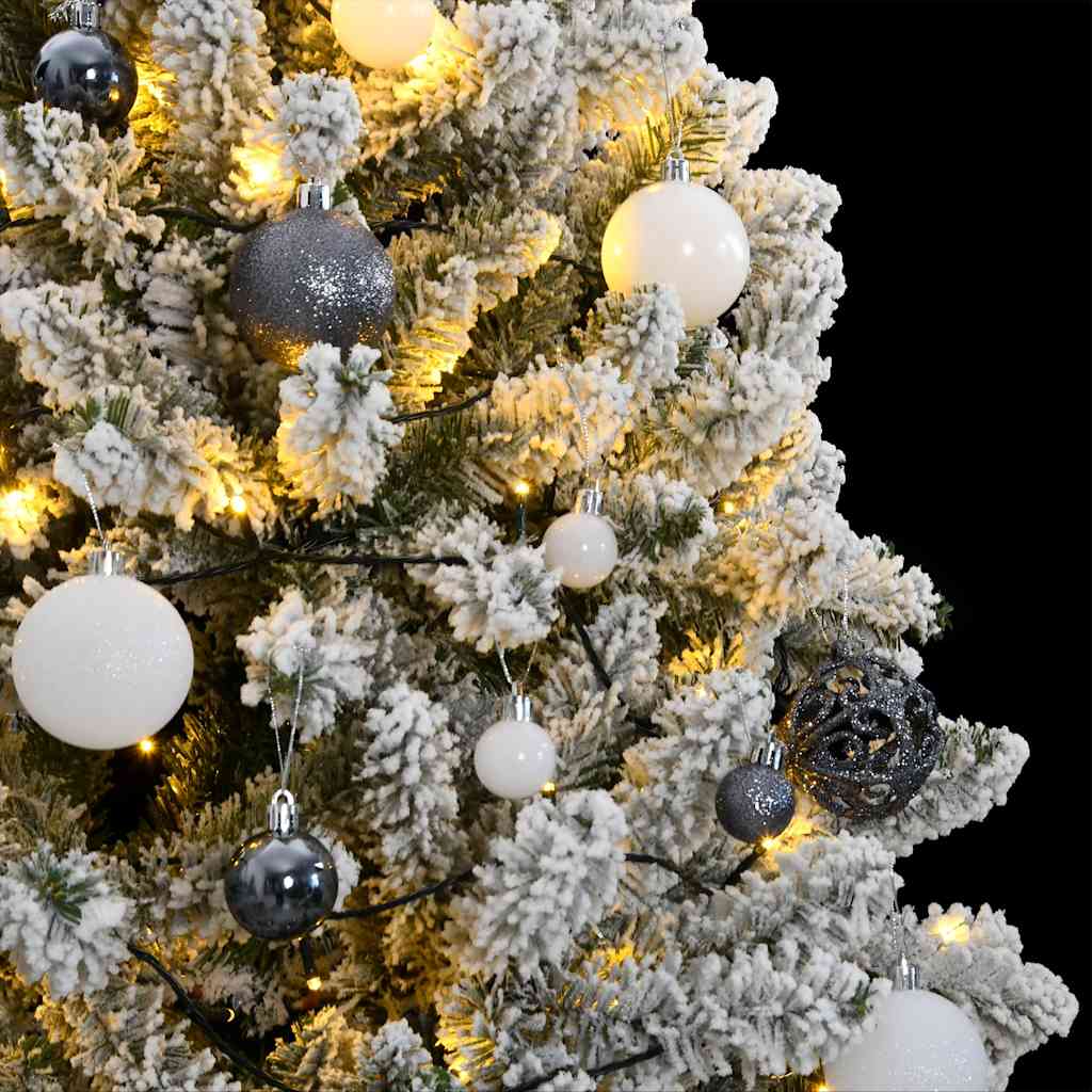 kunstigt juletræ 300 LED'er og kuglesæt hængslet 270 cm