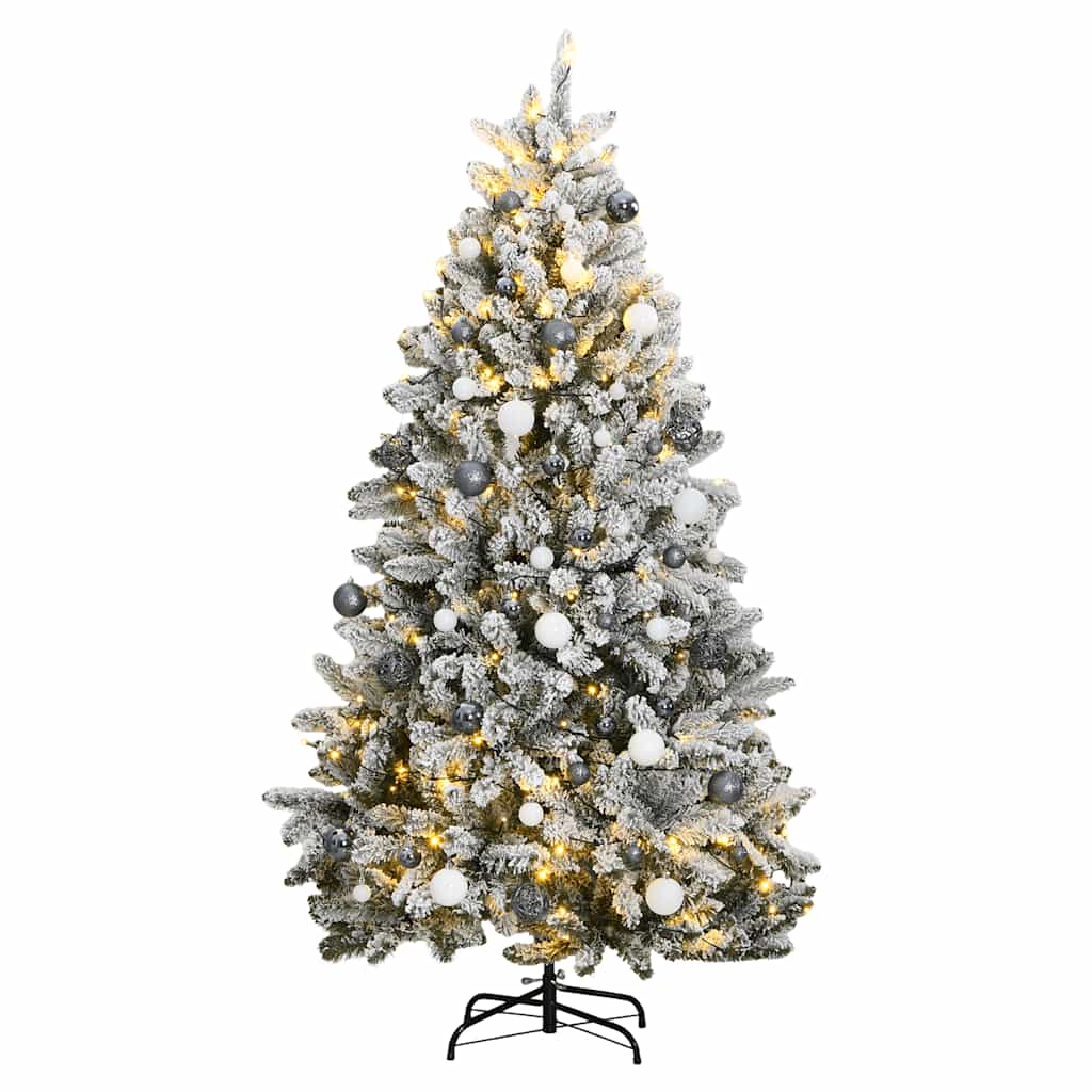 kunstigt juletræ 300 LED'er og kuglesæt hængslet 300 cm