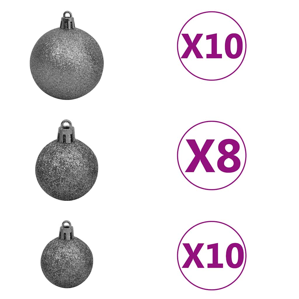 kunstigt juletræ 300 LED'er og kuglesæt hængslet 300 cm