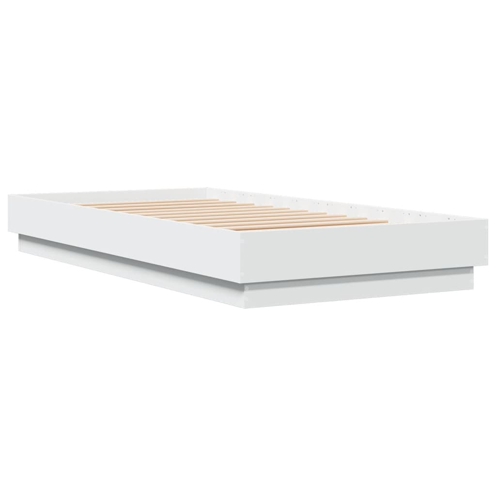 sengeramme og LED-lys 75x190 cm hvid