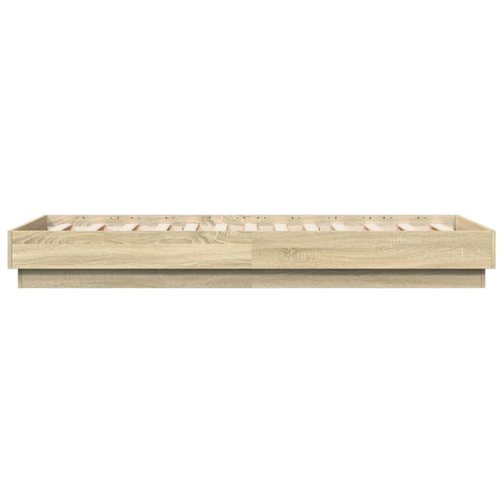 sengeramme med LED-lys 75x190 cm sonoma-eg