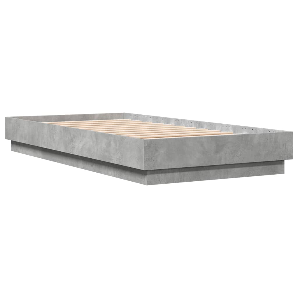 sengeramme med LED-lys 75x190 cm betongrå