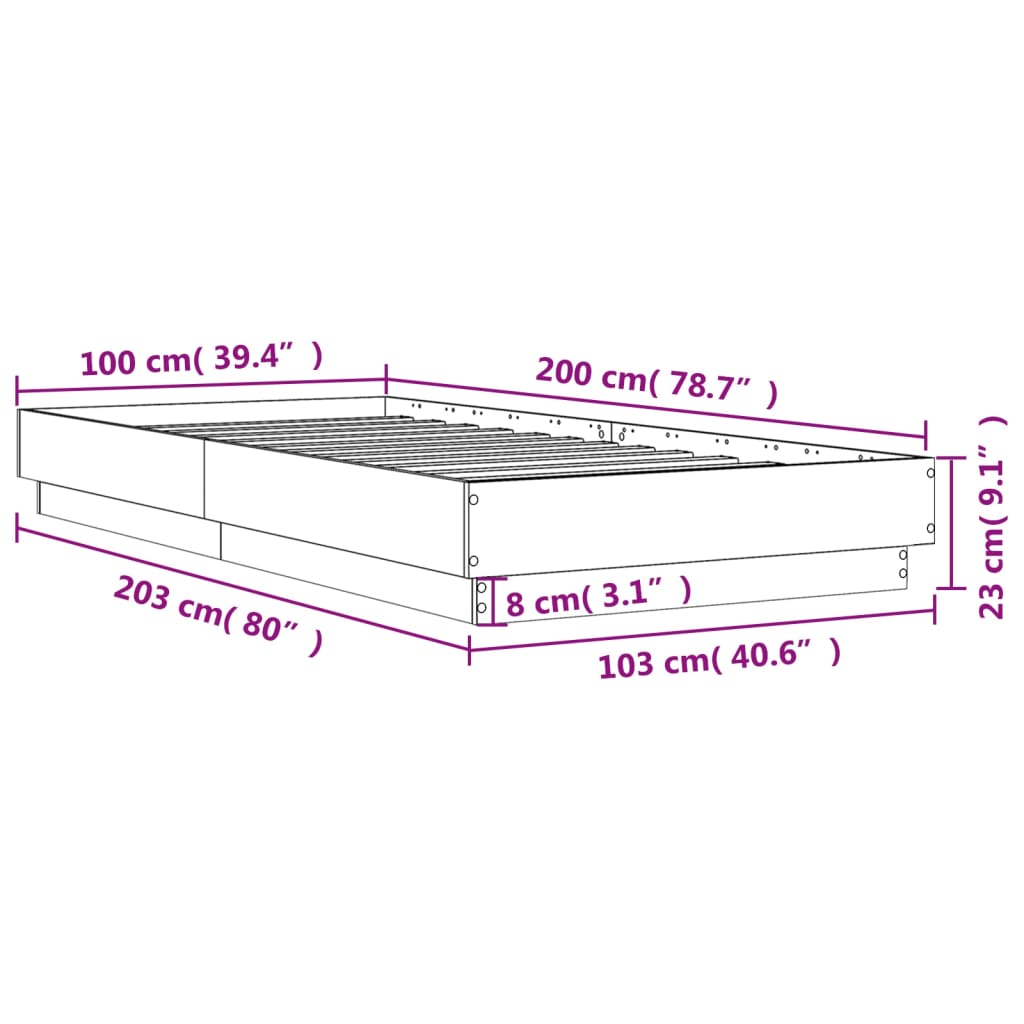 sengeramme 100x200 cm konstrueret træ hvid