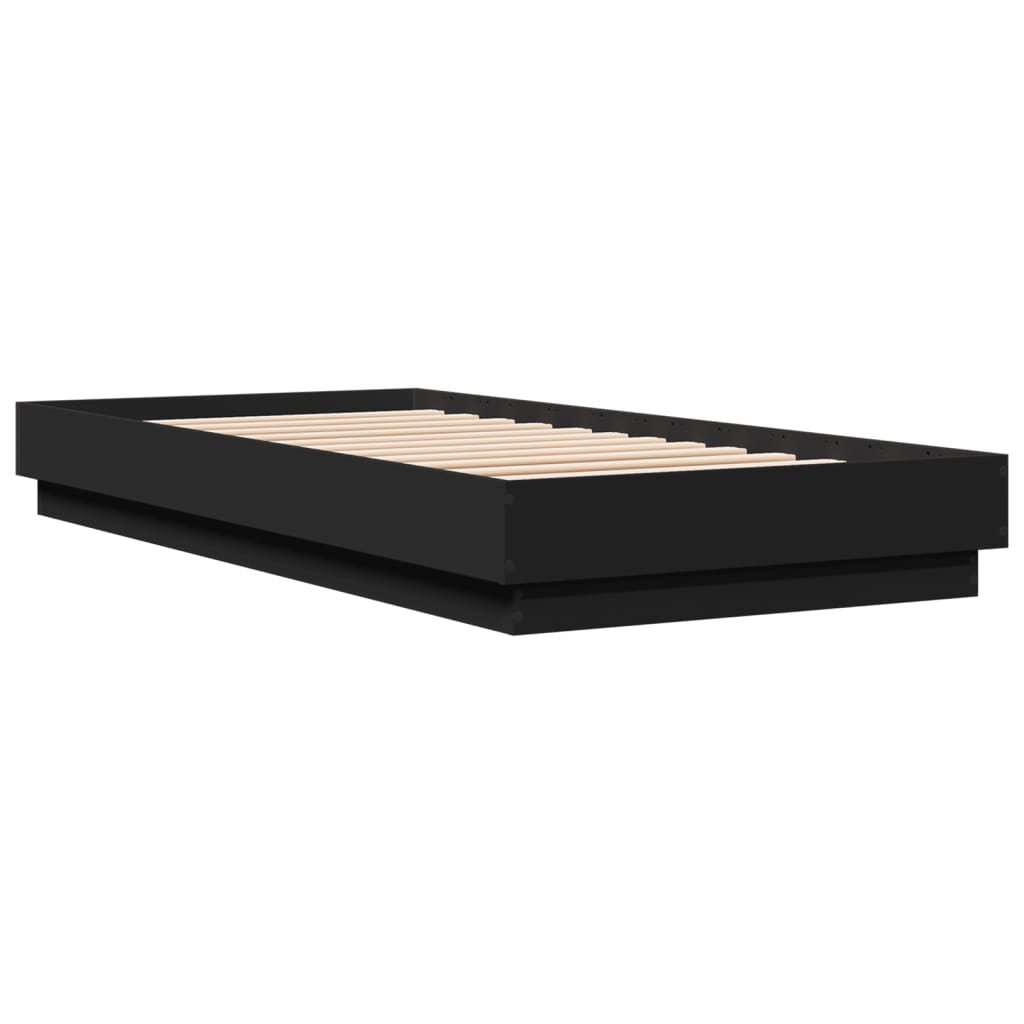 sengeramme 100x200 cm konstrueret træ sort