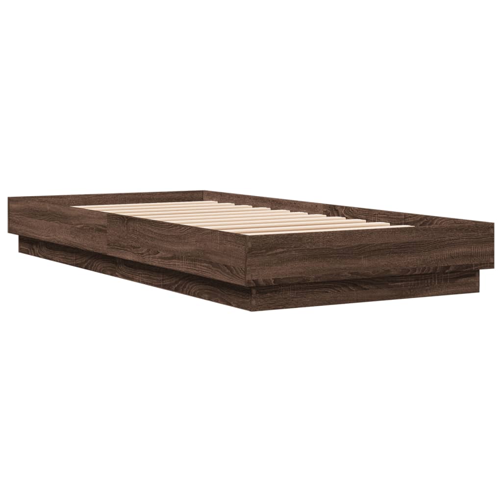 sengeramme 100x200 cm uden madras konstrueret træ brunt eg