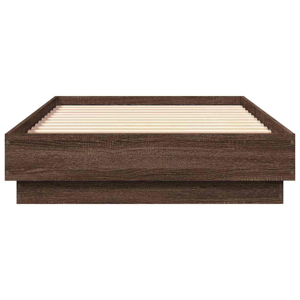 sengeramme 90x190 cm uden madras konstrueret træ brunt eg