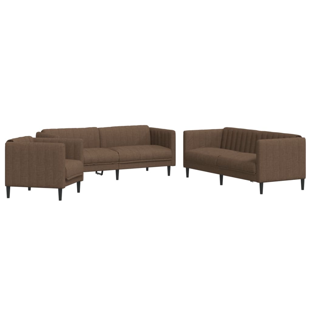 sofasæt 3 dele stof brun