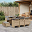 spisebordssæt til haven 11 dele med hynder polyrattan beige