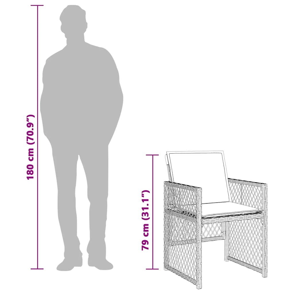 spisebordssæt til haven 13 dele med hynder polyrattan grå